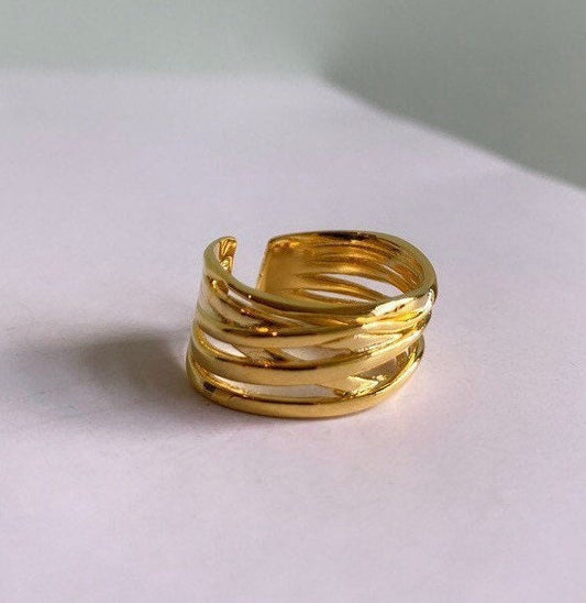 Chunky Gold Ring, Tall Gold Ring, Stackable Gold Ring, Adjustable Ring, Open Ring, Statement Ring, Gold Stacking Ring, Unisex Ring, Gift