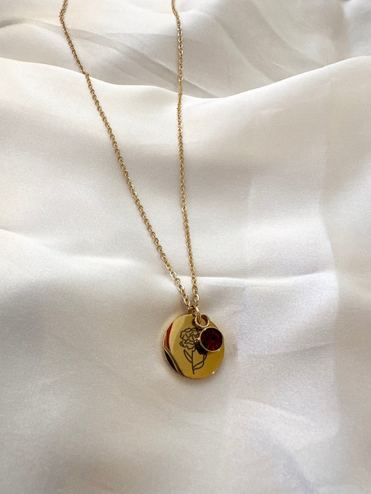 Birth Flower Gold Necklace | Birth Month Necklace | Birth Stone | Birthday Gift | Flower Charm | Gold Necklace | Christmas Gift